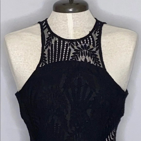 NSR Black Halter Crochet Overlay Dress - Small - Picture 2 of 6